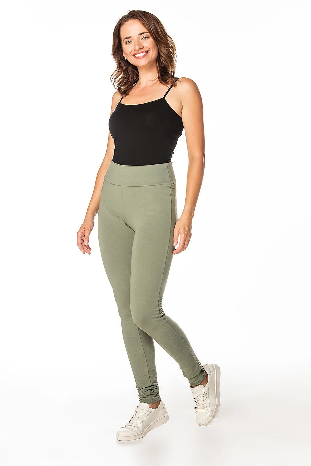 Legging pour femmes Survêtement Tessita kaki taille haute matière extensible confortable coupe ajustée sans poches polyvalent activité sportive quotidien
