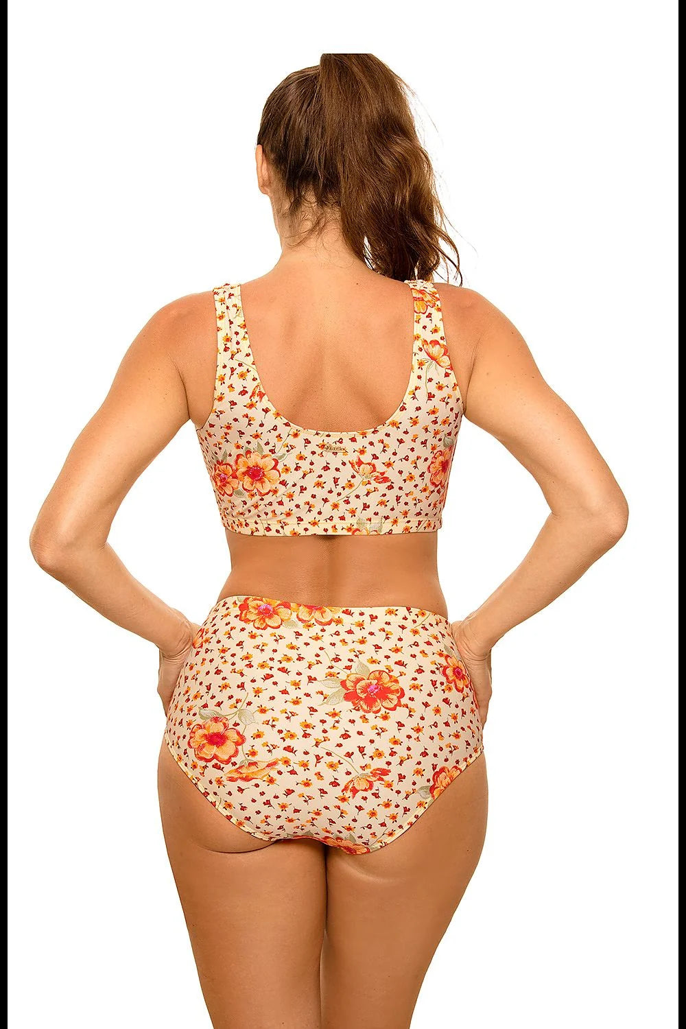Maillot de bain deux pièces lycra tropical exotique floral élégant plage été femme tendance mode