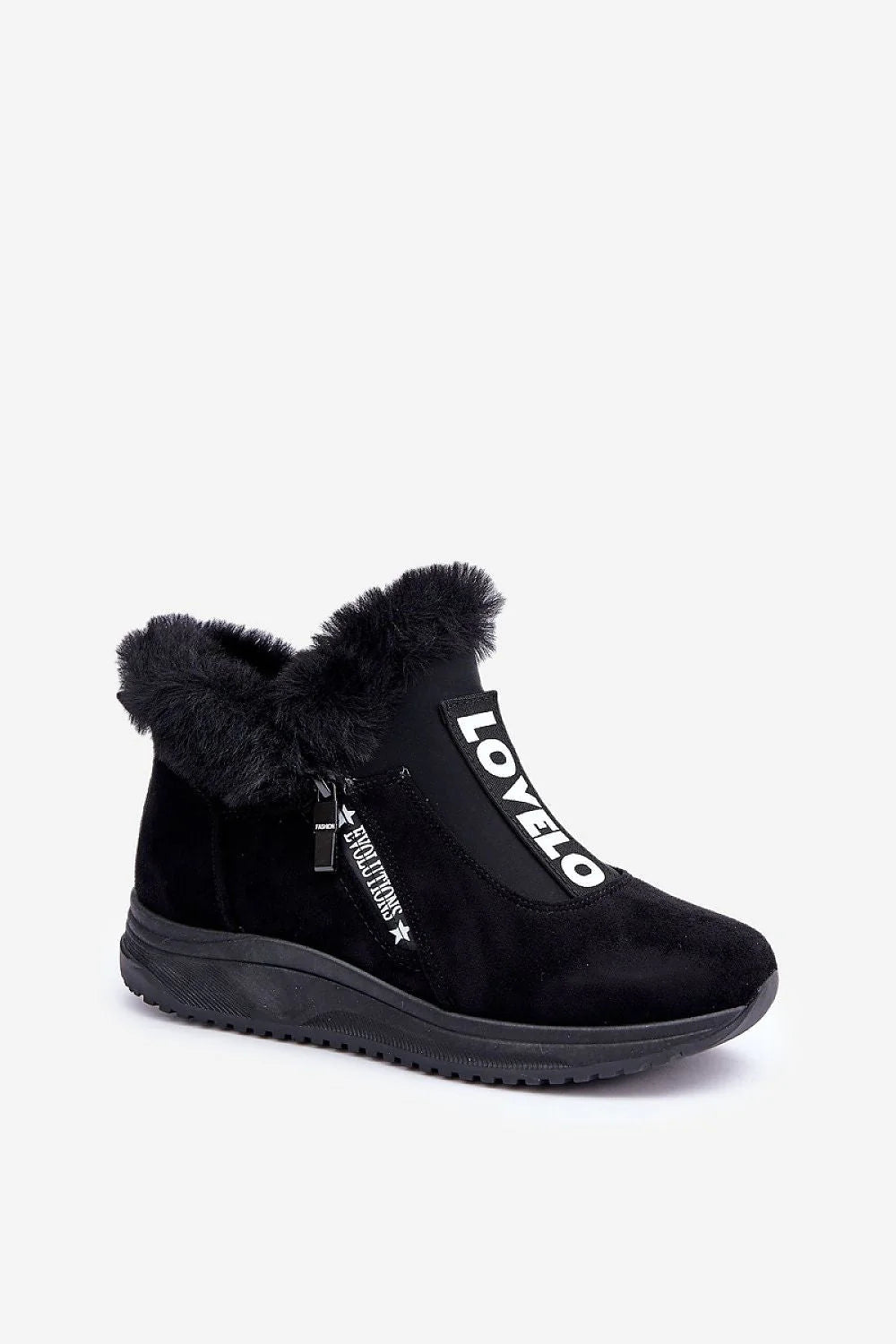 Bottines femmes style décontracté mode urbaine cuir suédé écologique fourrure doublure semelle caoutchouc zip LOVELO