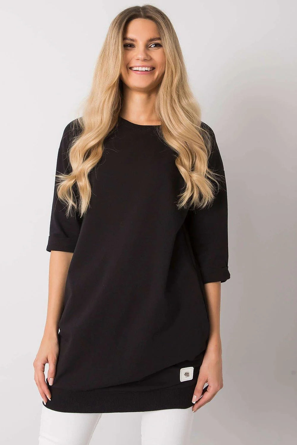 Robe ample coton vert vif moderne manches 3/4 confort élégant femme mode décontractée tendance