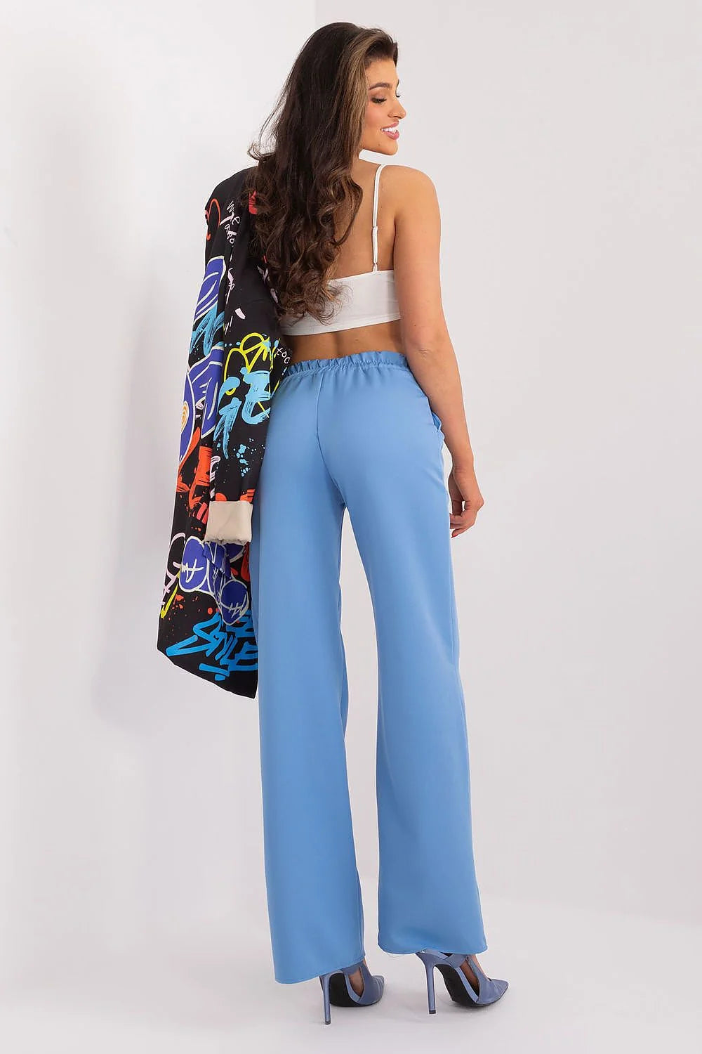 Pantalon femme Rue Paris en polyester haute qualité, jambes droites, taille haute, style élégant, travail et occasions formelles,多用途