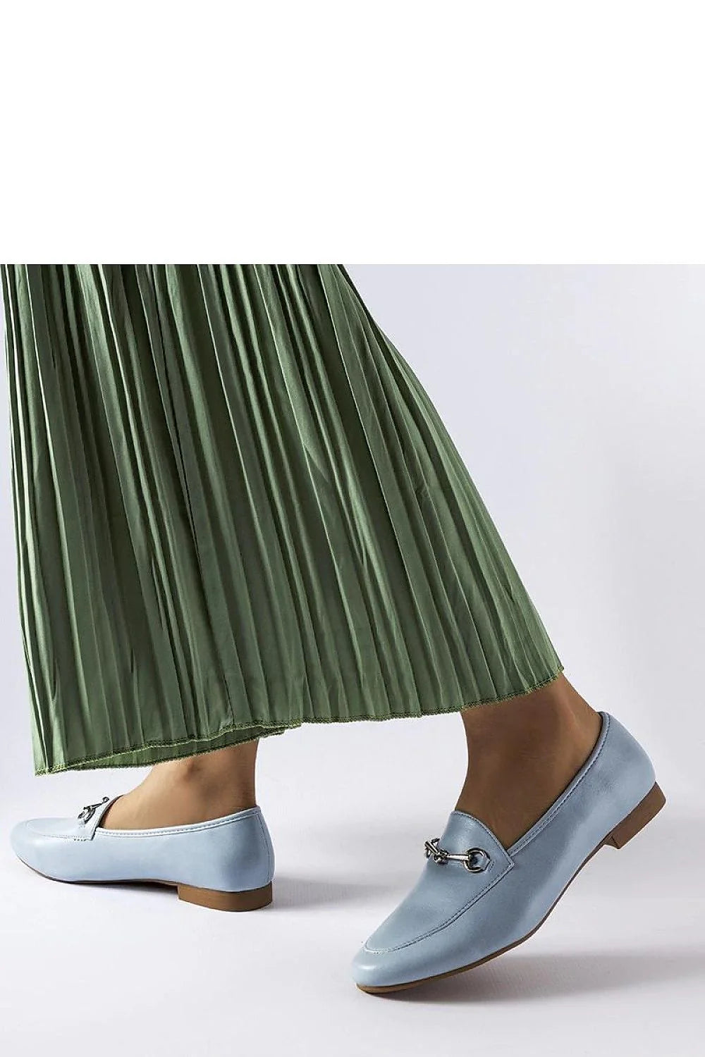 Moccasins Solea bleu clair cuir écolo bout rond style élégant facile à enfiler confortable femmes occasion quotidienne