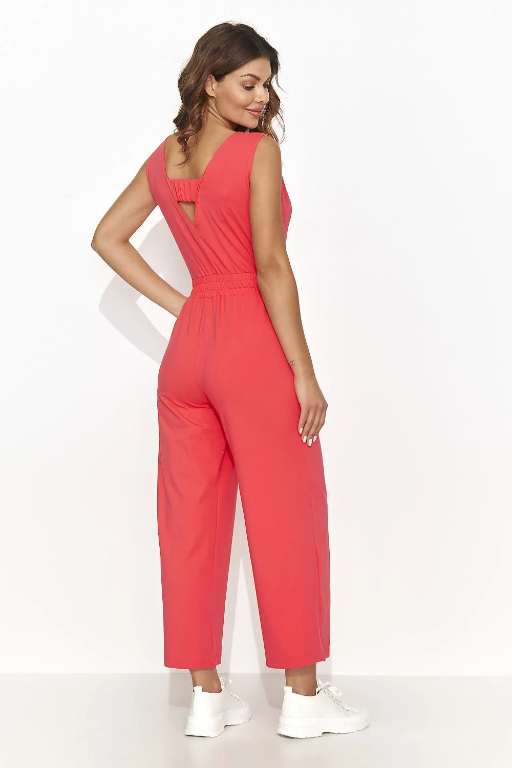Combinaison tricotée pour femme style moderne corail manches courtes taille ajustable confortable été 2023