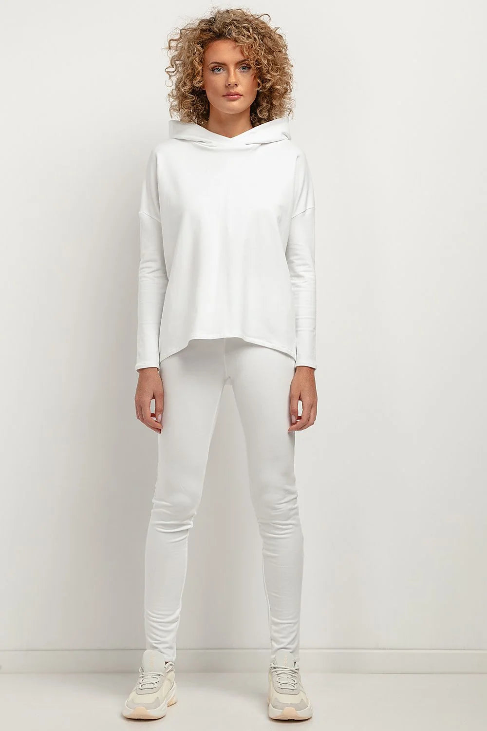 Ensemble hoodie et leggings femme blanc ample confortable sportif style décontracté