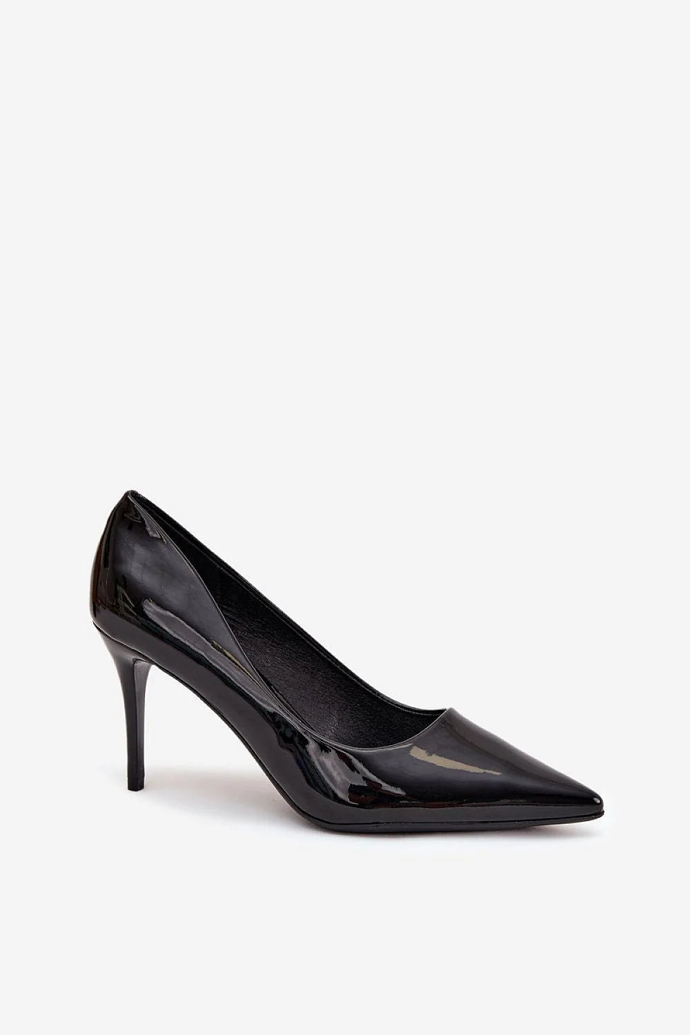 escarpins femme cuir verni noir bout pointu silhouette élancée slipon sans bride talon aiguille élégant polyvalent bureau soirée chic