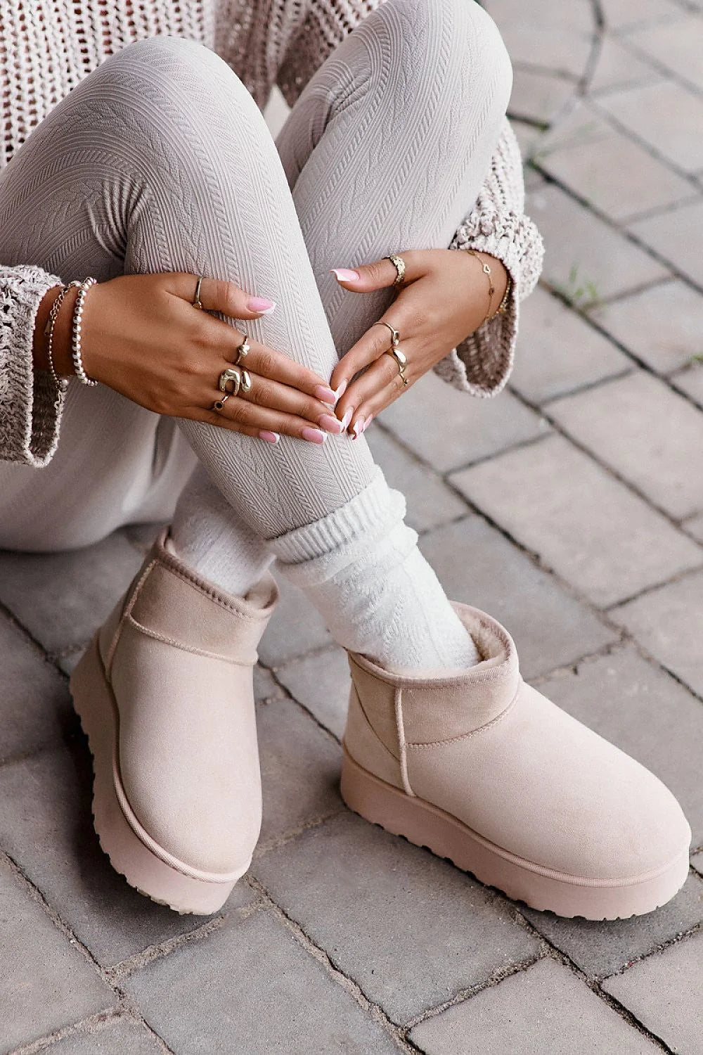 Bottines en daim à plateforme bottes de neige Step in style mode automne-hiver fourrure synthétique cuir suédé femmes