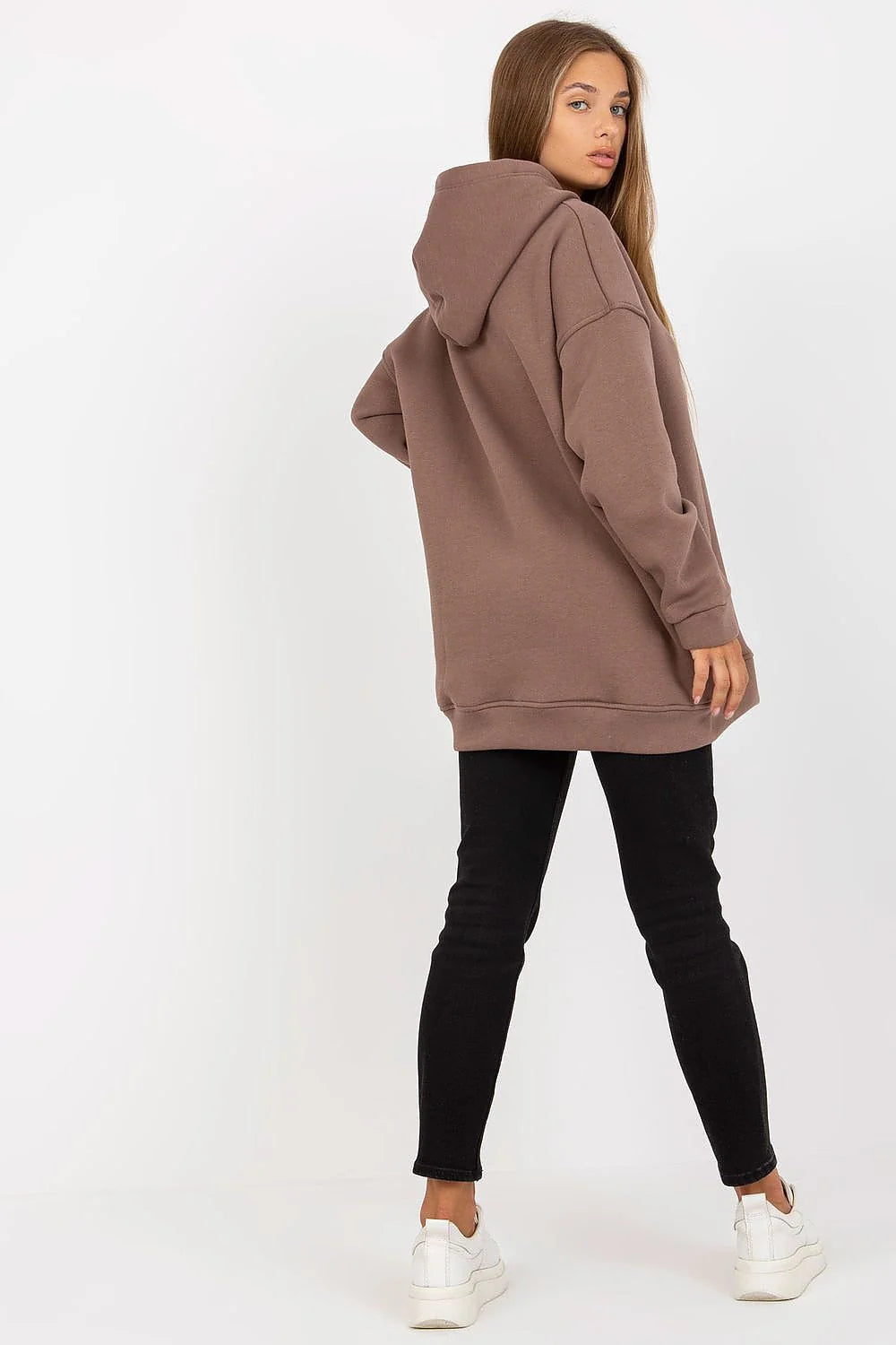 Sweatshirt BFG ample pour femmes manches longues capuche poches kangourou coton élasthanne moderne tendance