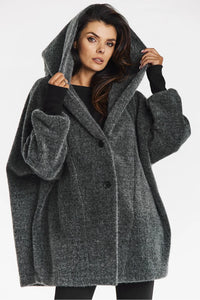 Manteau oversize kimono capuche élégant pour femme couleur gris foncé Awama automne hiver mode moderne femmes