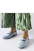 Moccasins Solea bleu clair cuir écolo bout rond style élégant facile à enfiler confortable femmes occasion quotidienne