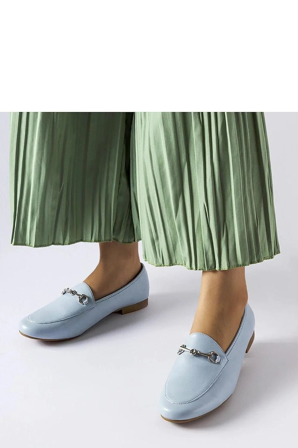 Moccasins Solea bleu clair cuir écolo bout rond style élégant facile à enfiler confortable femmes occasion quotidienne