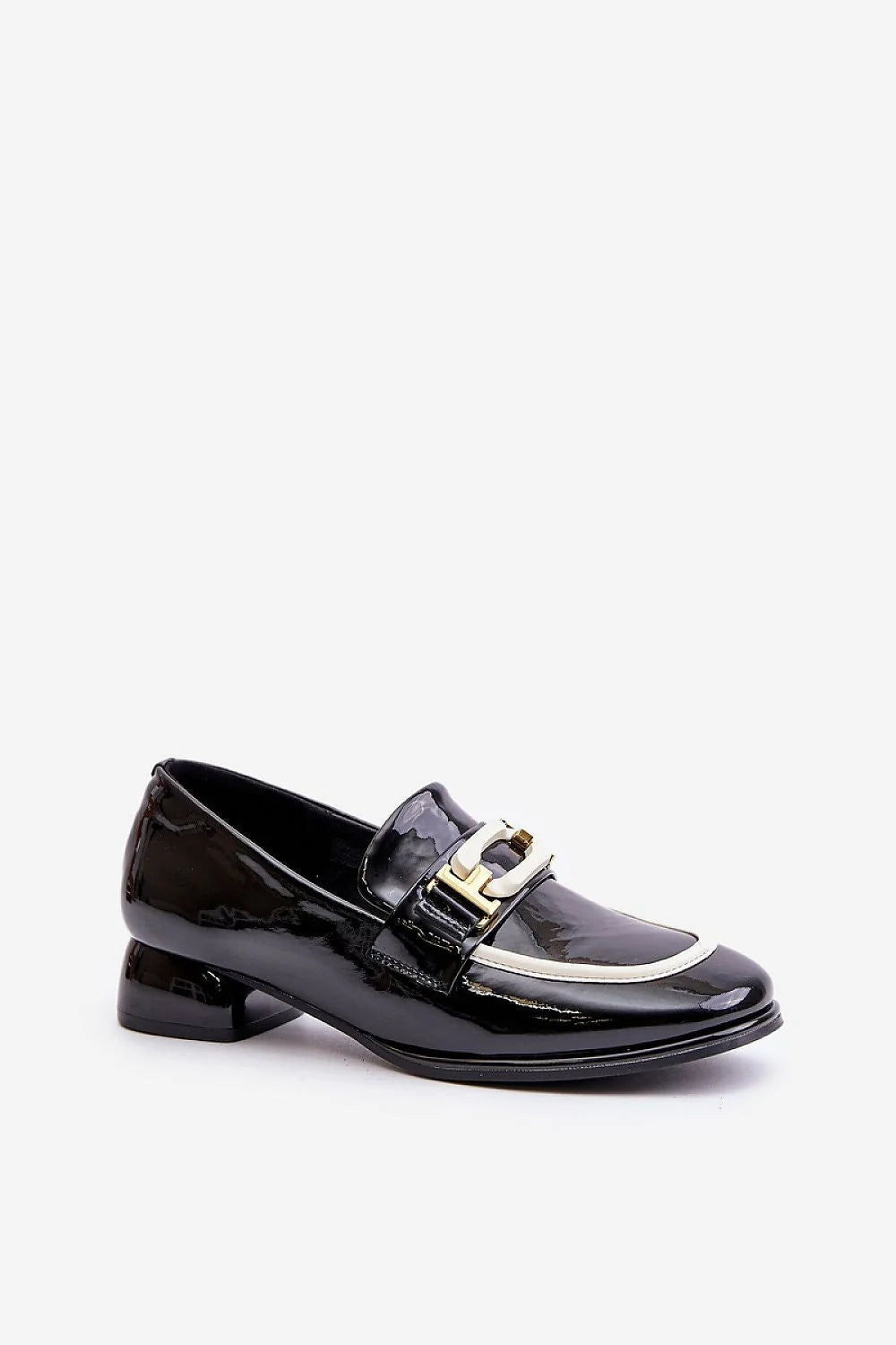 Chaussures basses à talons cuir naturel mocassins vernis noirs dorés femmes élégance confort quotidien occasion