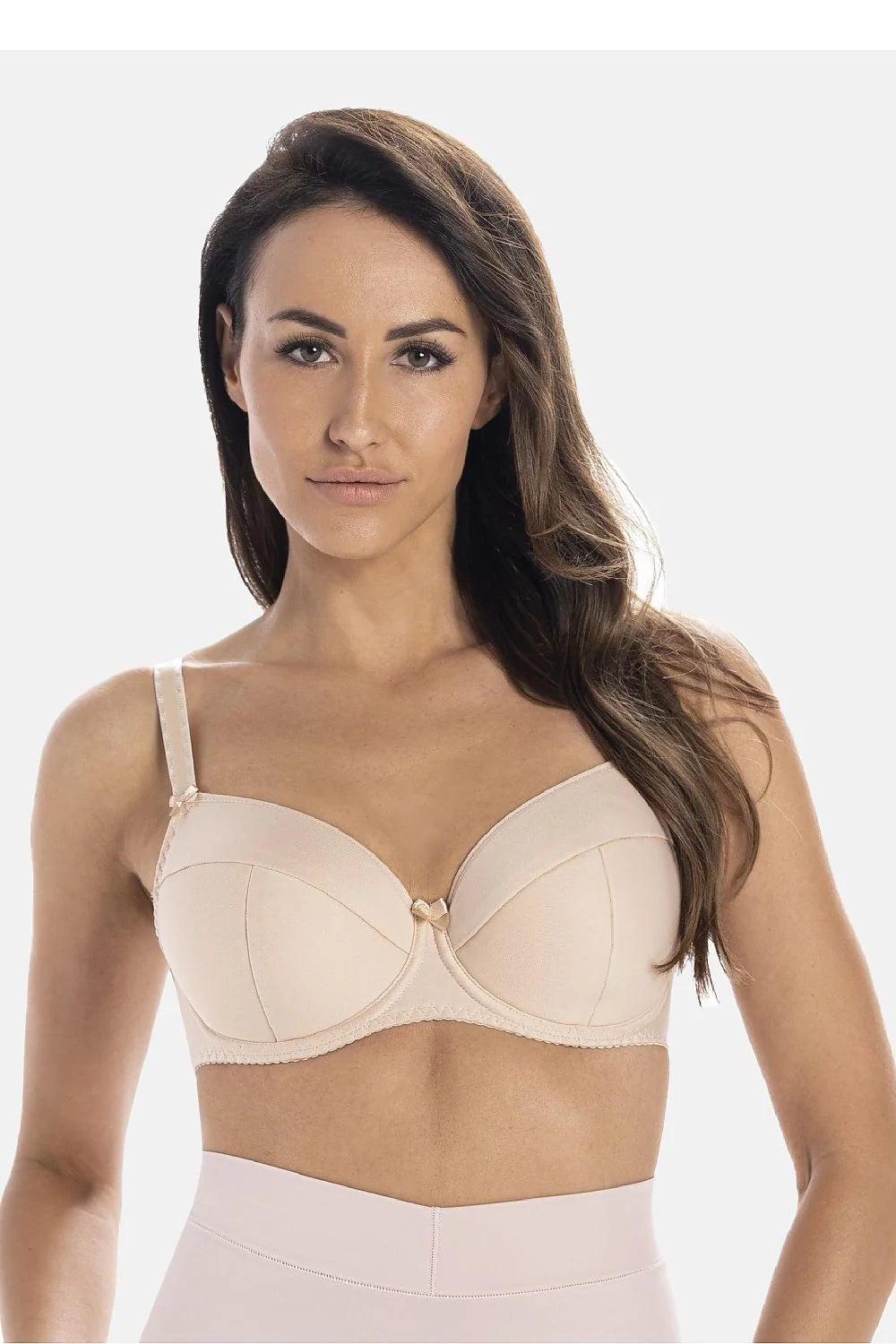 Soutien-gorge rembourré Teyli pour femme microfibre dentelle épaules nues maintien optimal bonnets préformés adjustable nude