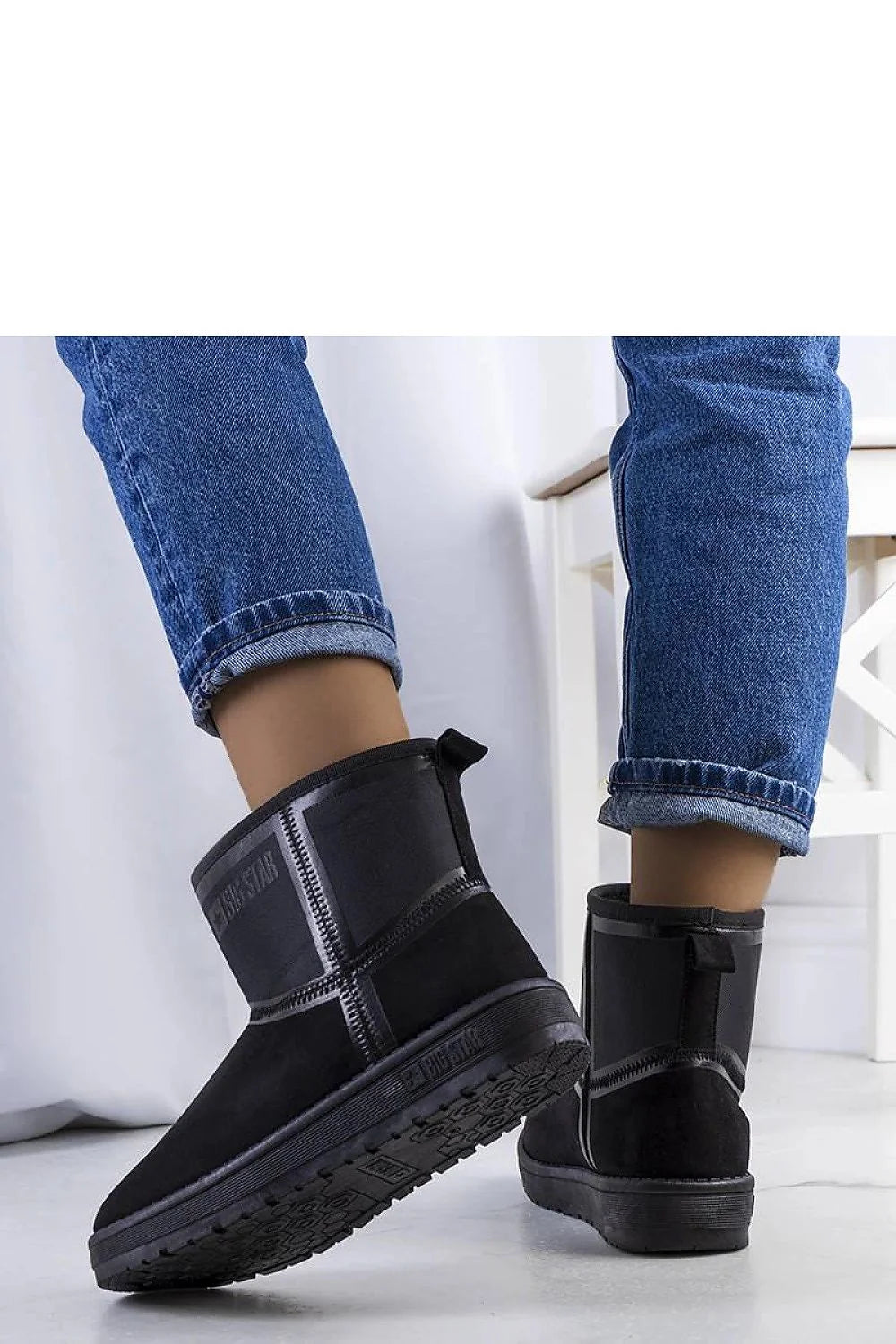 Bottines de neige en cuir suédé écologique, doublure fourrure, style moderne, semelle caoutchouc durable, BIG STAR, pour femmes
