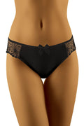 Culotte en microfibre dentelle noire élégante, taille basse, motifs floraux, confort exceptionnel, lingerie sexy
