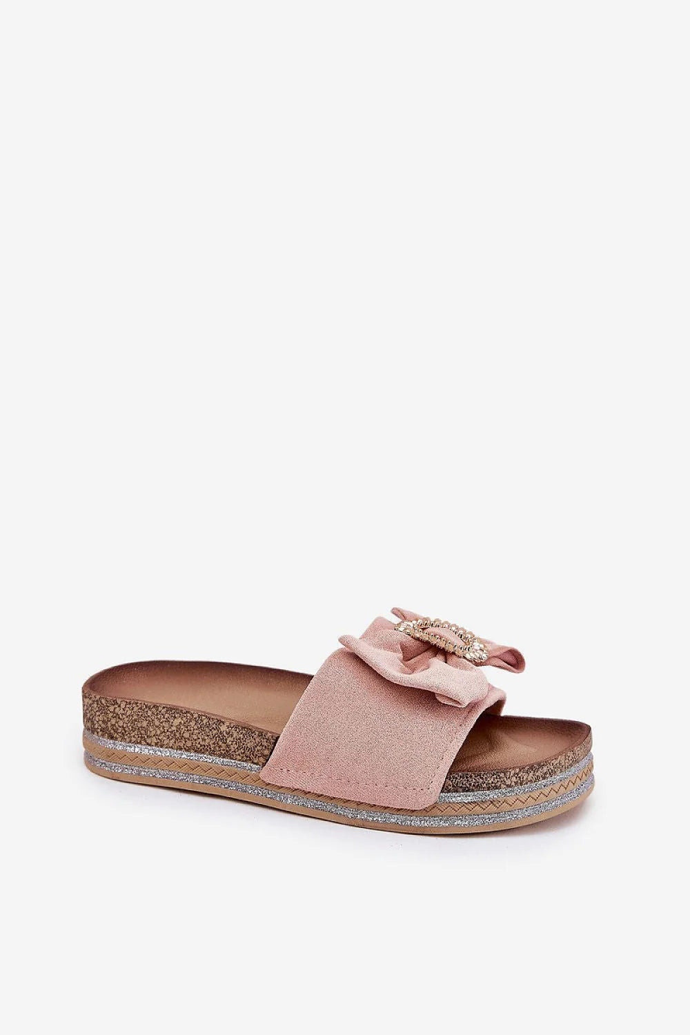 Sandales femmes style ouvert nœud métal paillettes plateforme 3.5 cm confort été