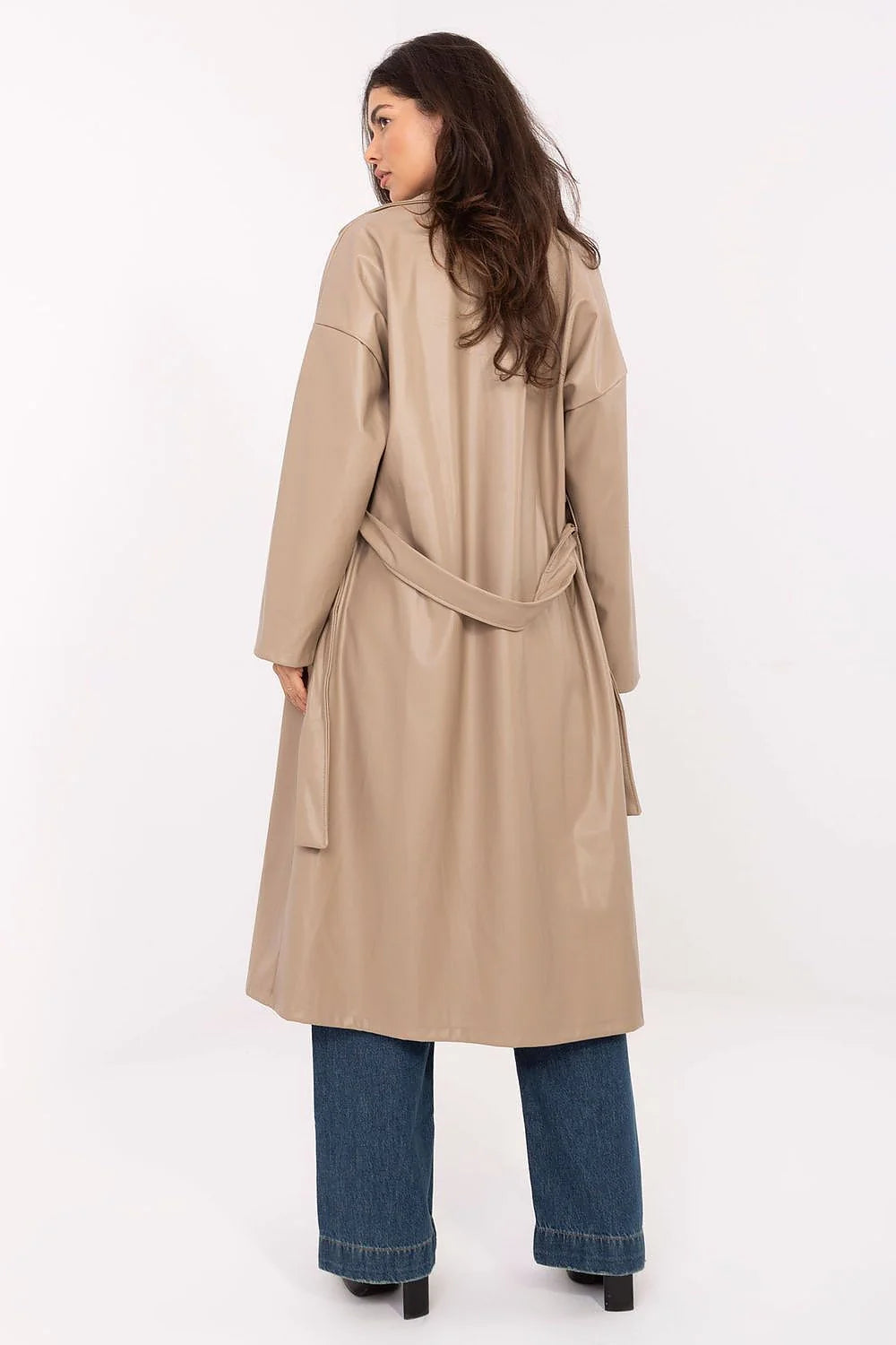 manteau simili cuir femme intemporel décontracté automne hiver printemps lisse élégant mi mollet coupe droite oversize revers poches manches longues