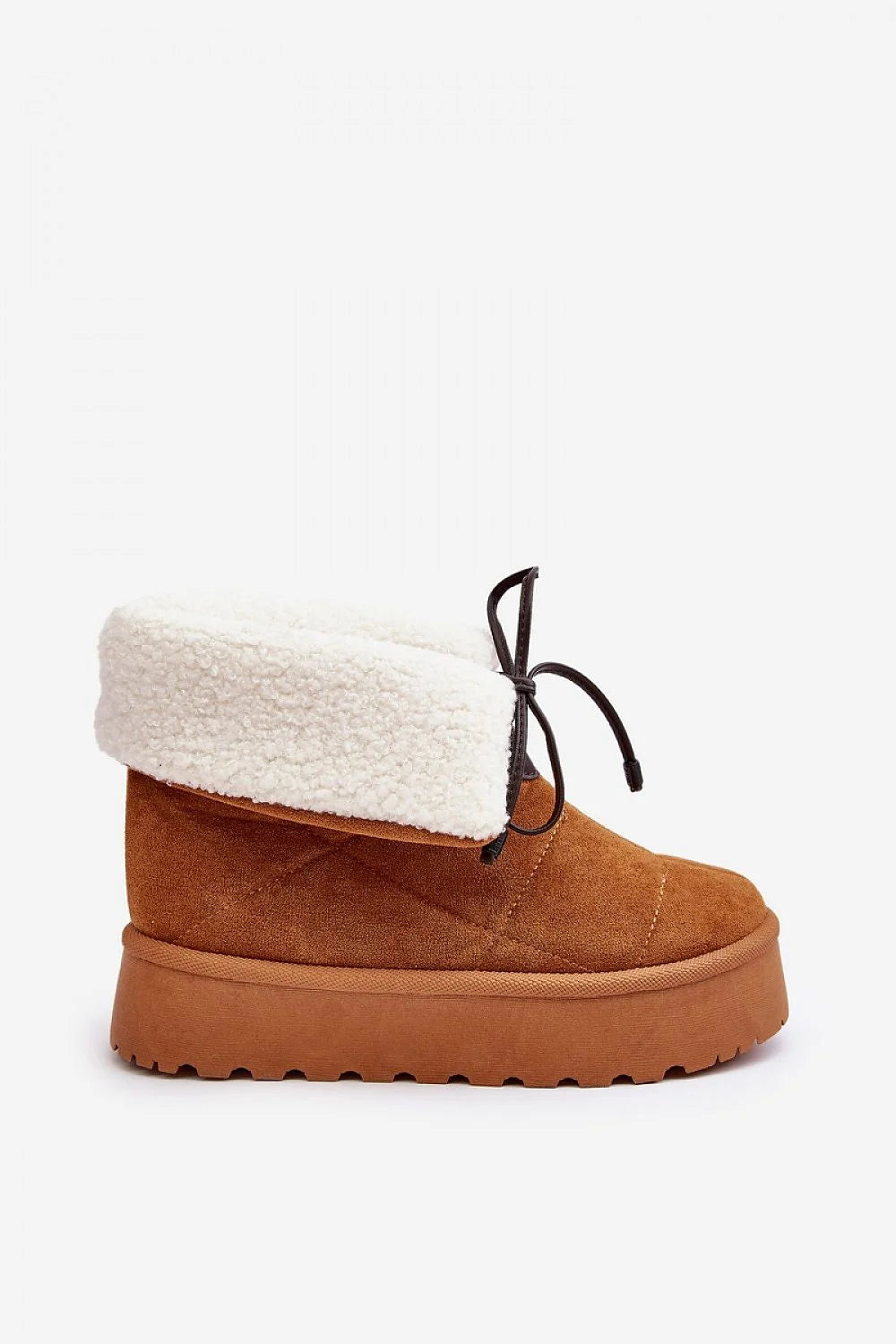 Bottes de neige pour femmes Step in style bottine suédé marron fourrure blanche semelle caoutchouc antidérapant mode hiver