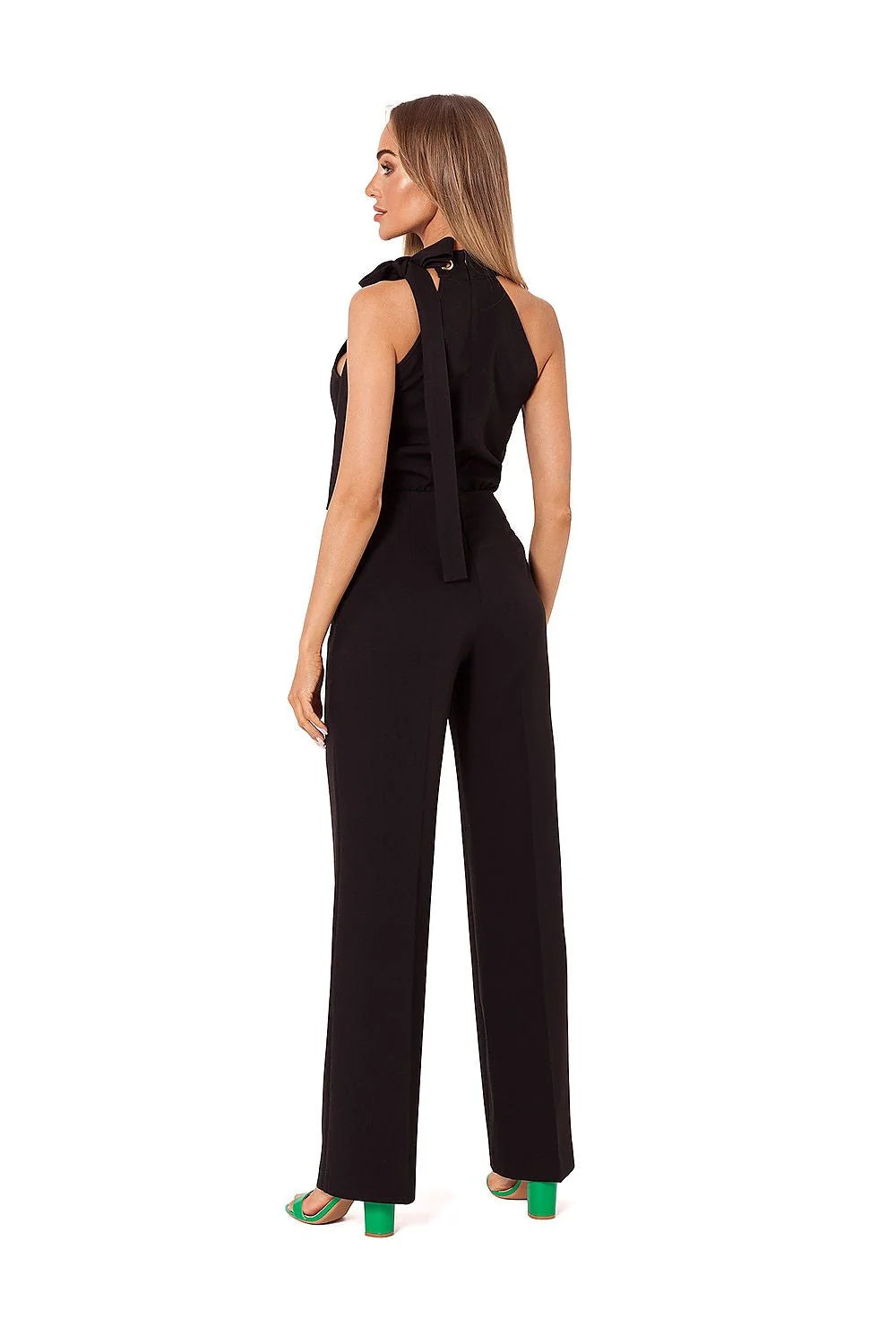 Combinaison Moe femme élégante verte sans manches col montant élastique taille ajustable polyester élasthanne