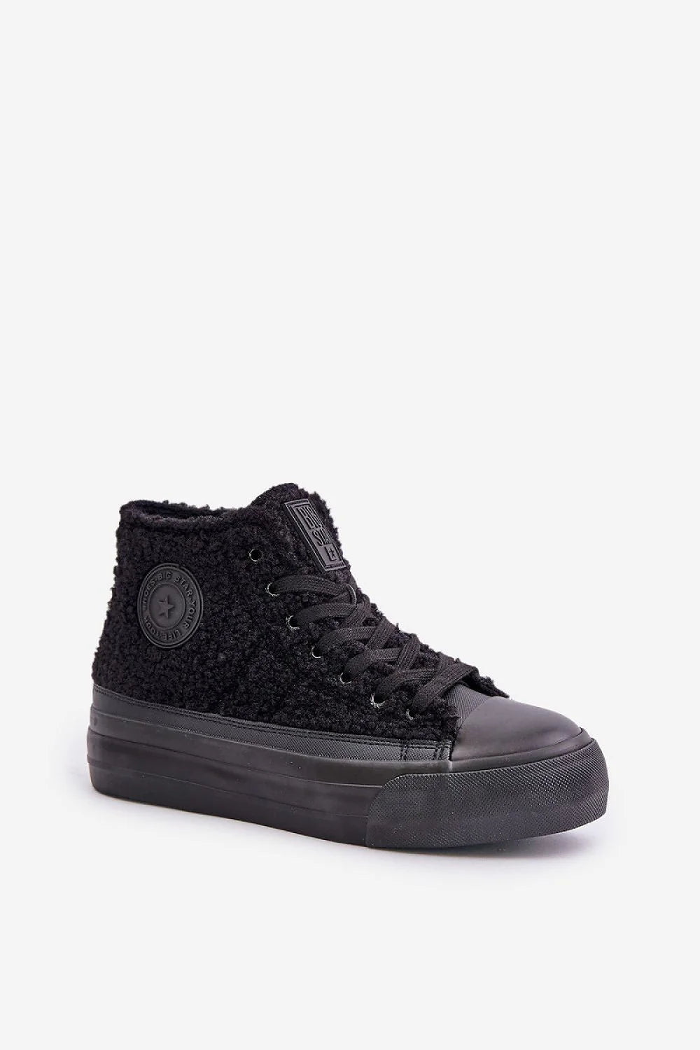 Baskets pour femmes style moderne Sherpa noire montantes urbain décontracté confortable chaussures automne-hiver femmes