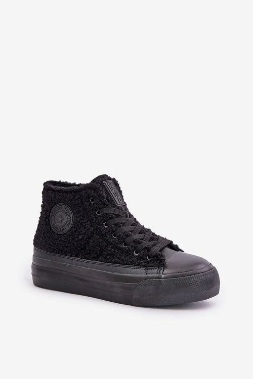 Baskets pour femmes style moderne Sherpa noire montantes urbain décontracté confortable chaussures automne-hiver femmes