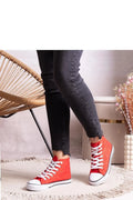 Baskets Solea modernes audacieuses rouge vif détails blancs tige haute lacets blancs caoutchouc durable sneakers femmes