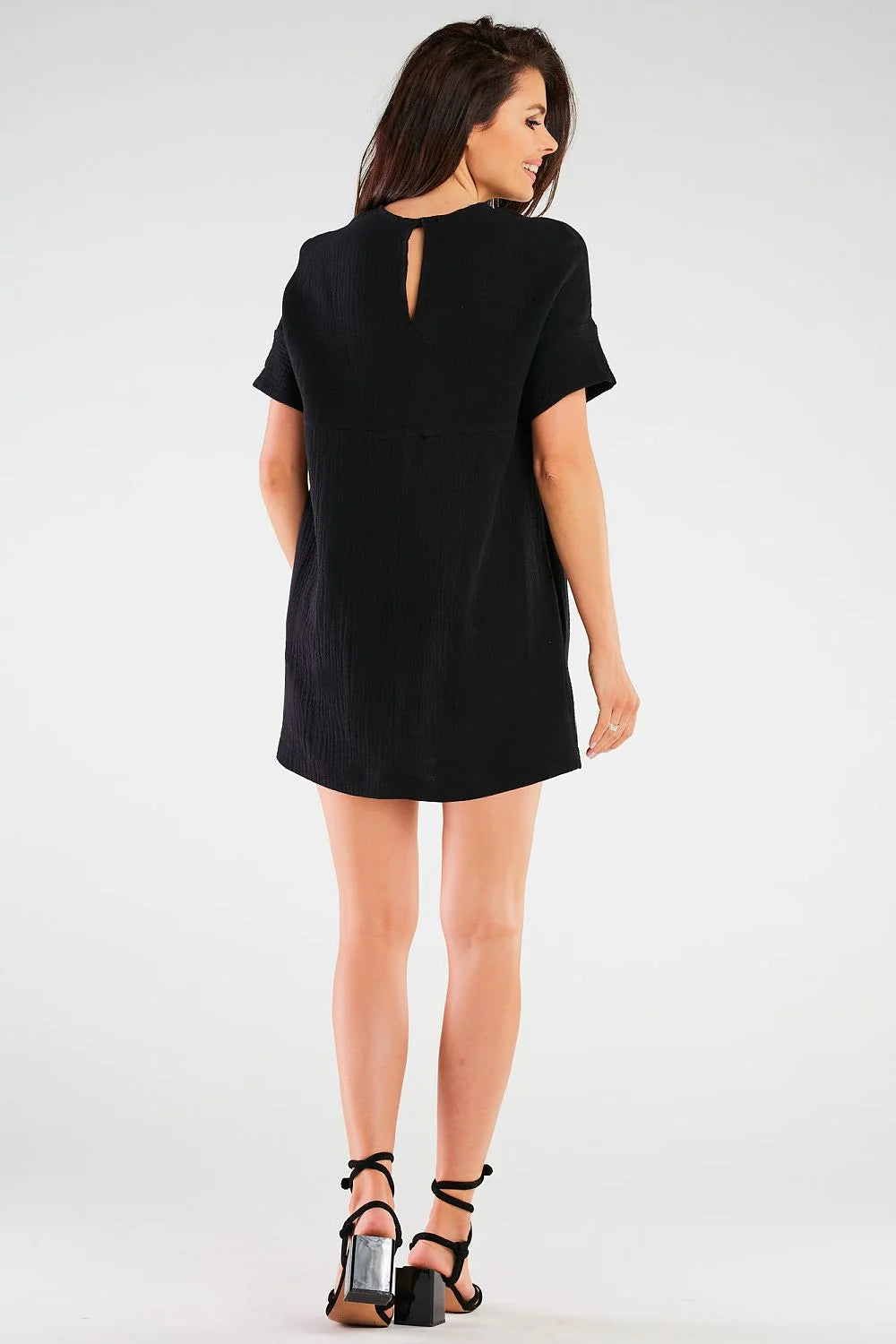 robe jour élégante manches courtes coupe droite oversize coton lycra texturée minimaliste polyvalente décontractée chic confortable respirant pologne