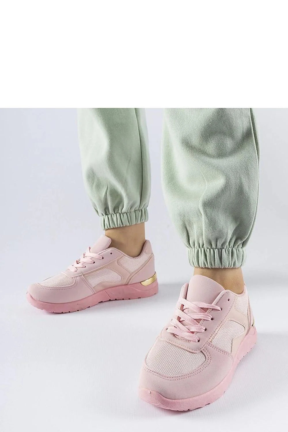 Baskets pour femmes modernes et élégantes semelle rose cuir synthétique mesh doré confortable amorti traction quotidien décontracté