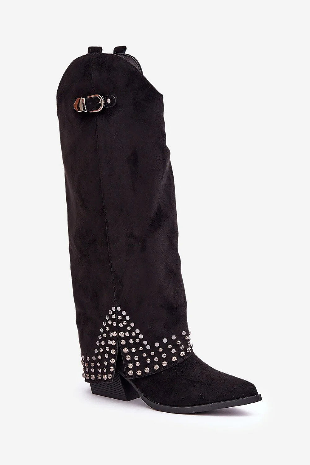 Bottes à talons aiguilles en suédine écologique pour femme, design audacieux, métal argenté, hauteur 40 cm, confortable, style western, occasions multiples, élégance moderne