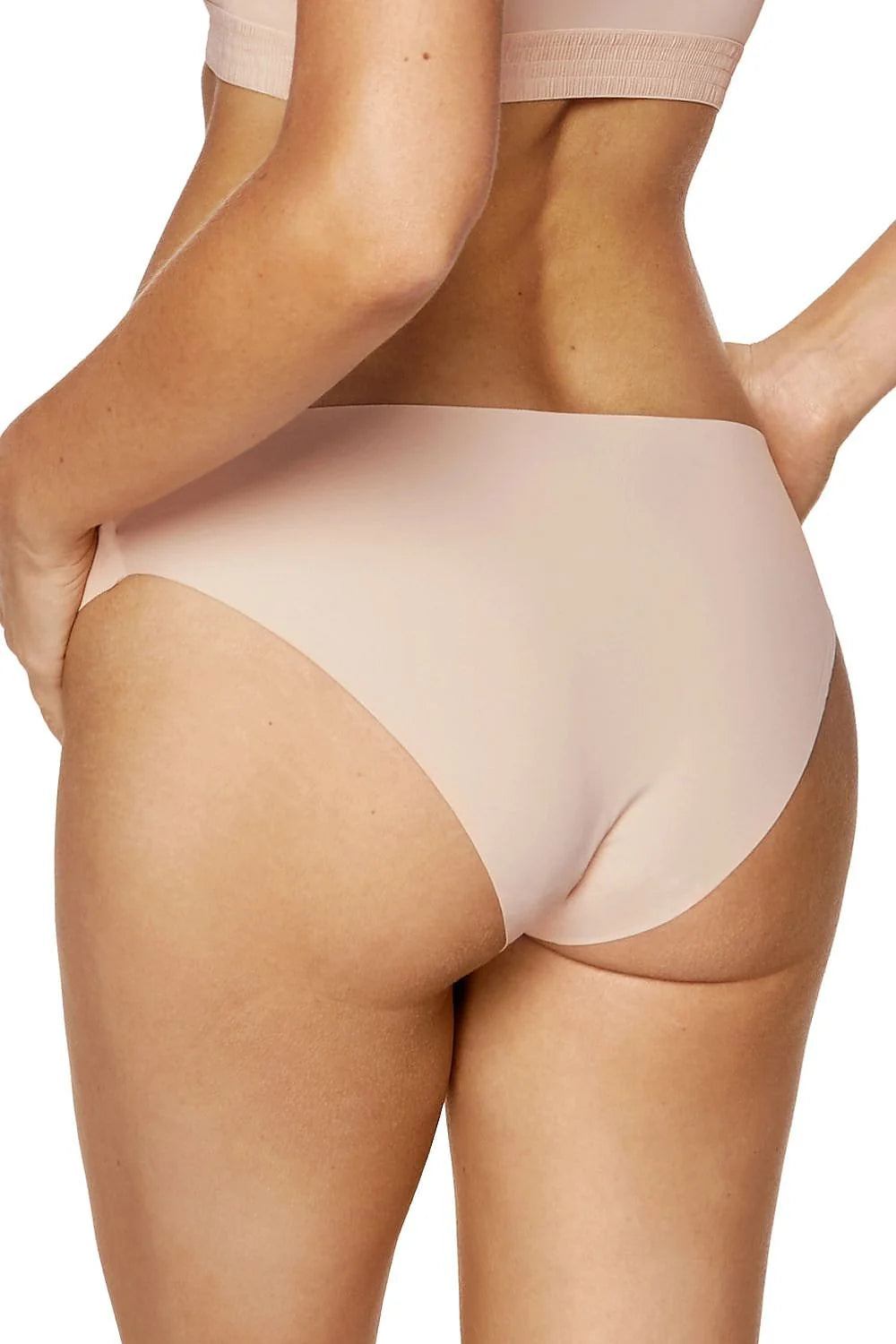 trois culottes sans couture taille haute nude microfibre lisse invisible couverture intégrale ceinture plate élastique gousset coton maintien
