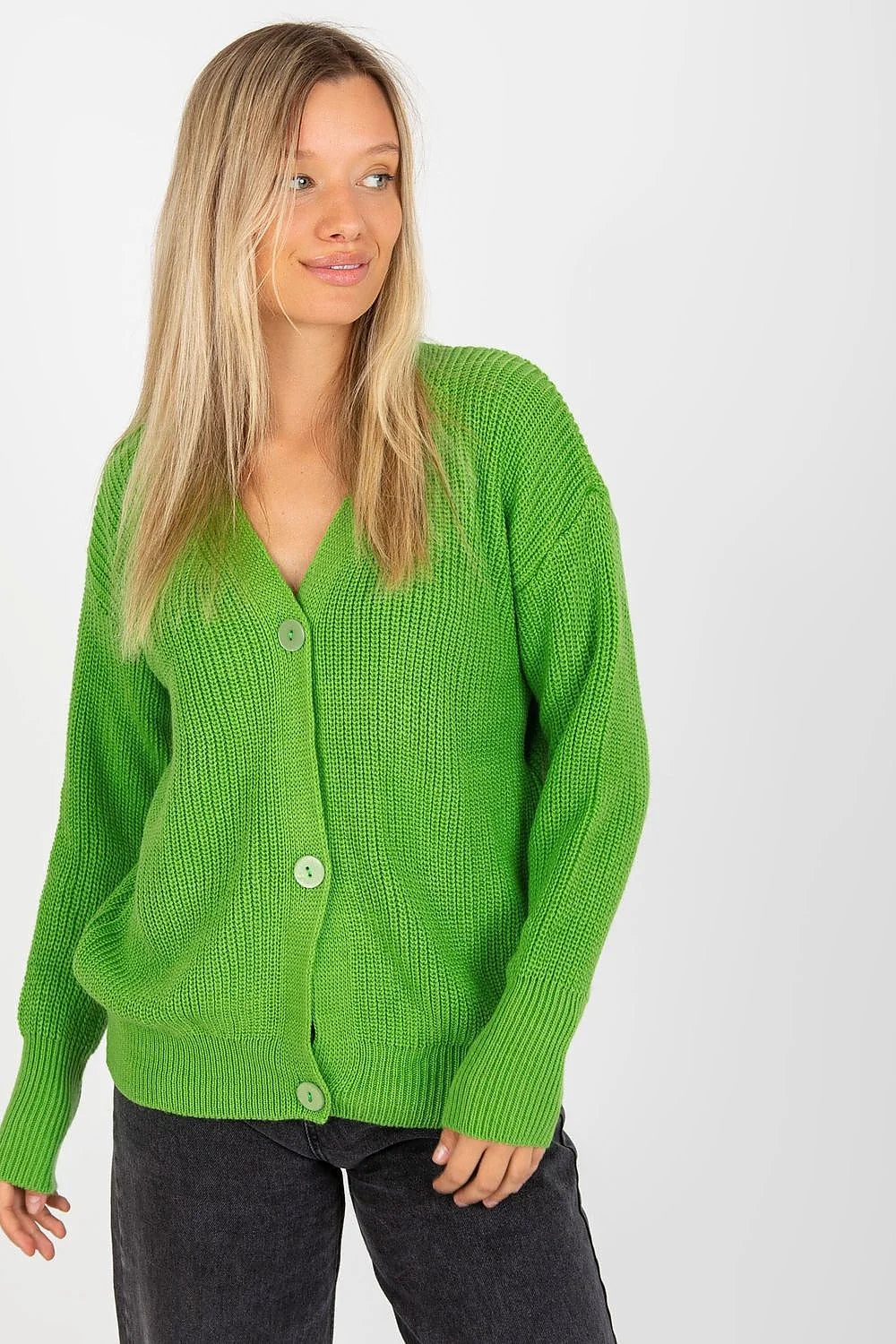 cardigan RueParis oversize maille côtelée orange vif col V boutons assortis manches longues coupe ample tombante tricot épais chaud