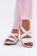 Sandales pour femmes design moderne cuir naturel double bride Velcro 5 cm de hauteur confort tout le jour