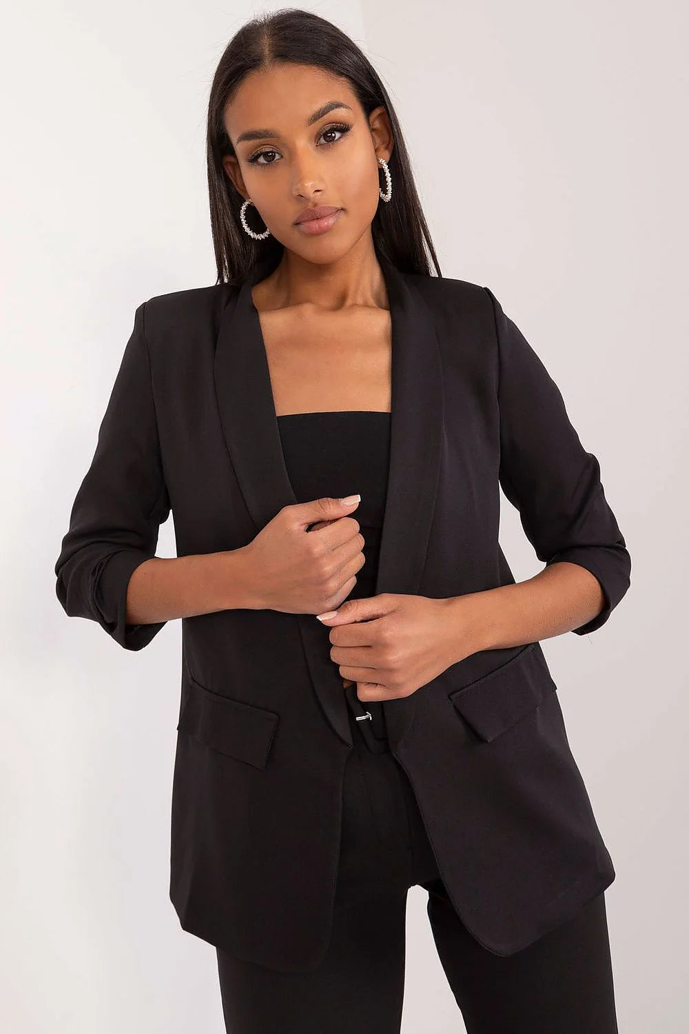Veste Och Bella pour femme, style élégant, coupe ajustée, polyester de qualité, noir intemporel