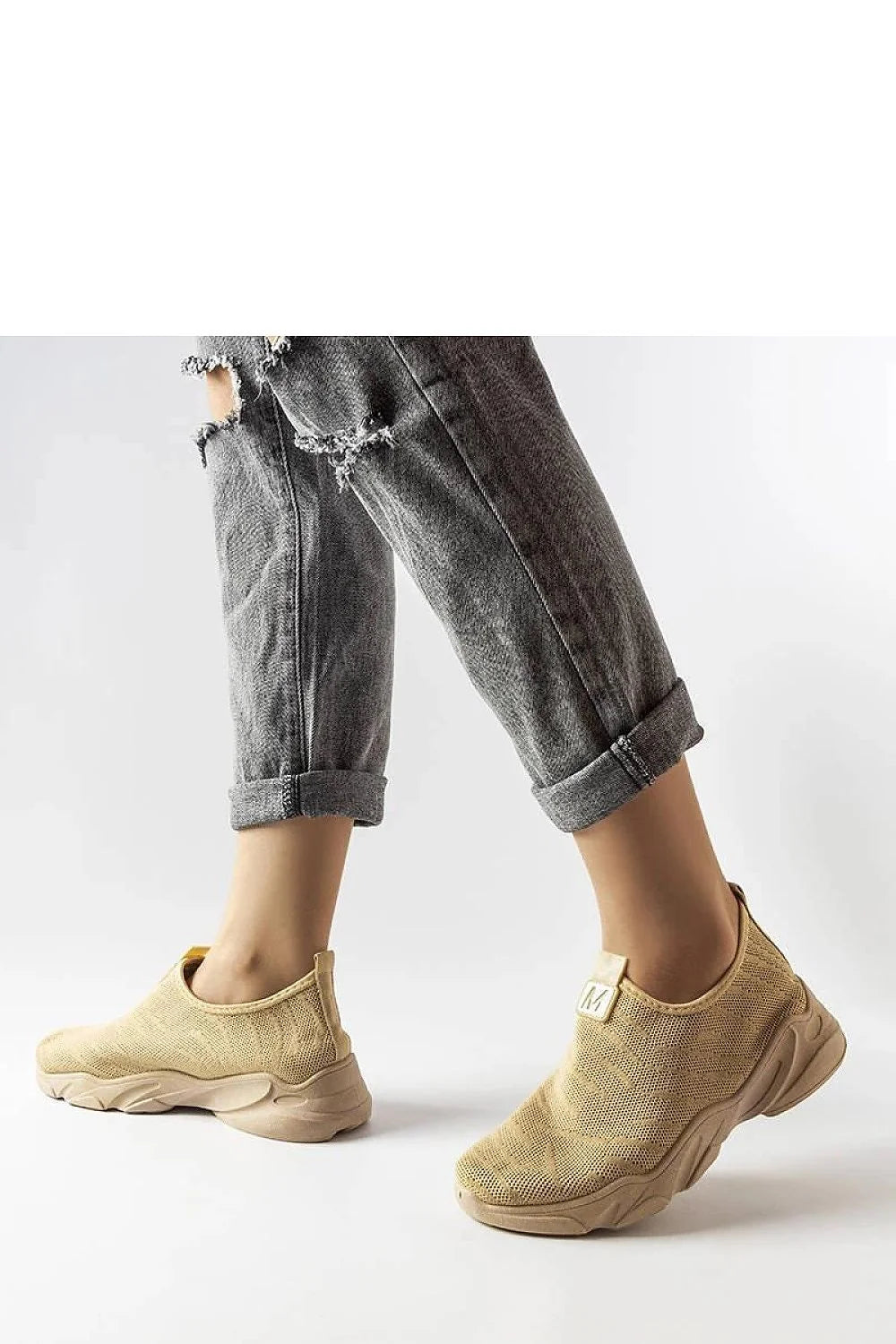 Chaussures de sport pour femmes design moderne épuré couleur beige sable tige en maille respirante semelle caoutchouc légère absorption chocs