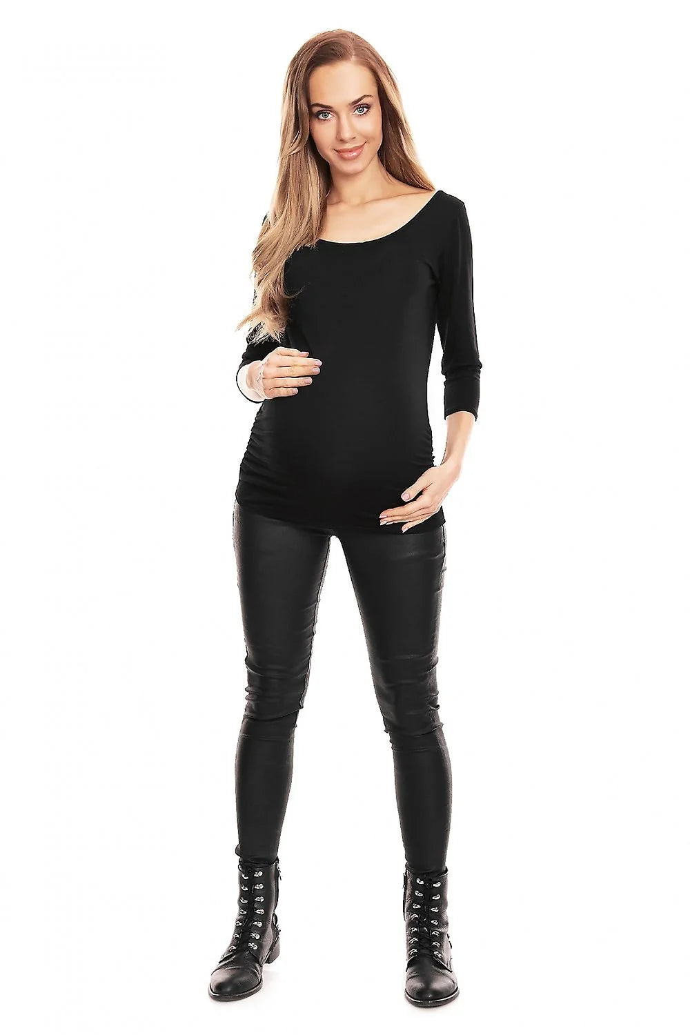 Chemisier de maternité Pee Ka Boo à manches 3/4 en viscose élasthanne bleu vif style ajusté avec fronces latérales