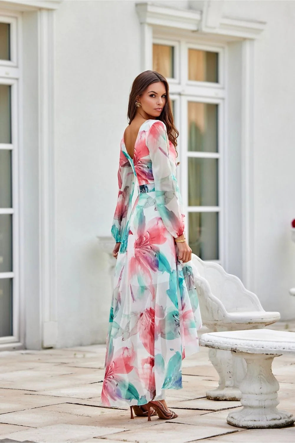 Robe de jour Roco Fashion asymétrique longue manches longues décolleté croisé tailleur femme été soirées occasionnels