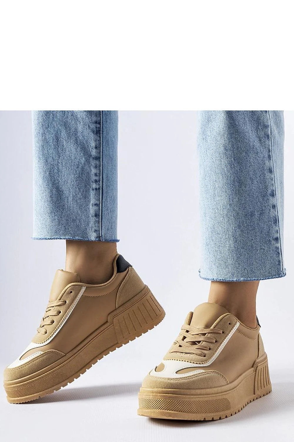 Baskets Solea beige modernes femmes semelle épaisse cuir écologique confortable style urbain printemps été