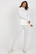 Ensemble pull col roulé pantalon côtelé coton élasthanne blanc minimaliste ample ajusté loungewear femme