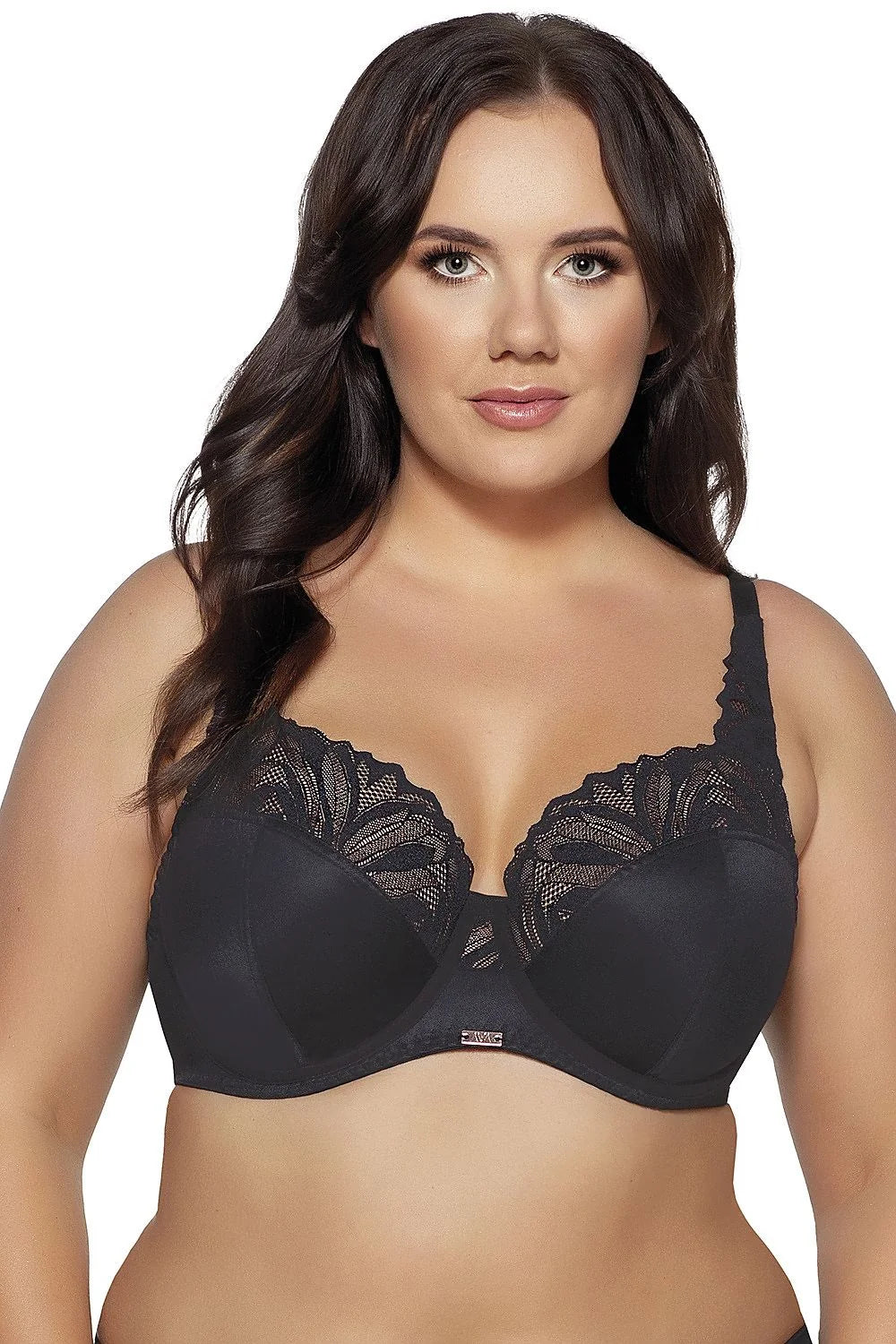 Soutien-gorge élégant pour femme en dentelle noir et beige balconnet armature ajustable