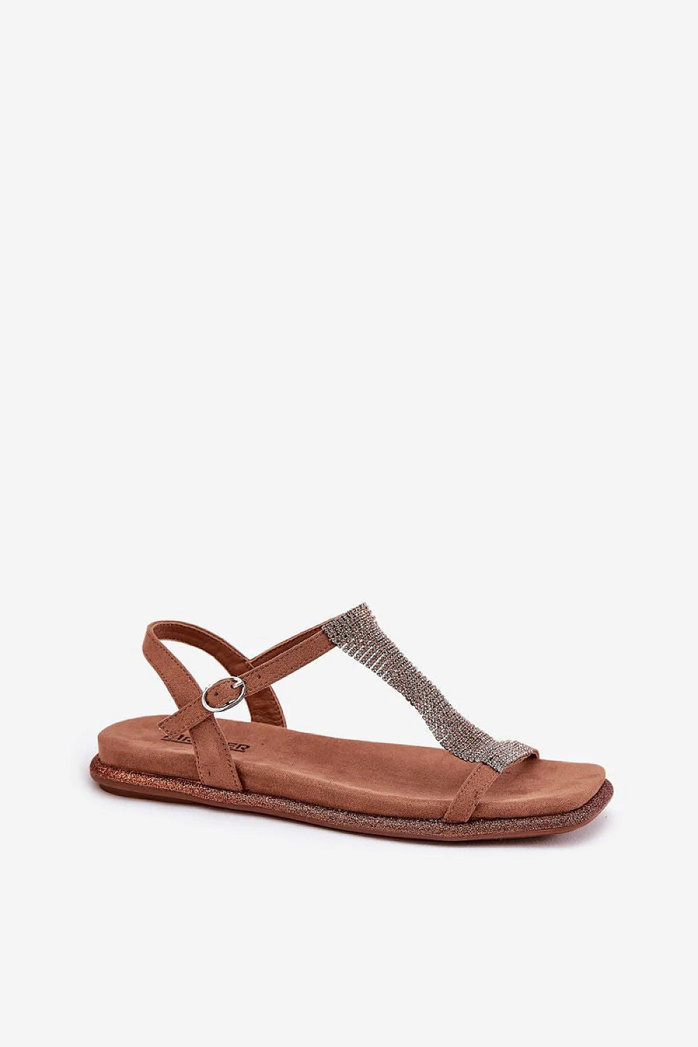 Sandales plates femmes style élégant strass cuir écol friendly semelle intérieure confortable occasion spéciale soirées été tendance mode