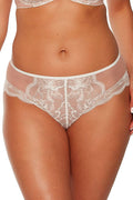 culotte Gaia dentelle blanche florale résille transparente mihaute échancrée tulle stretch brodée festonnée ceinture élastique fine beige nude