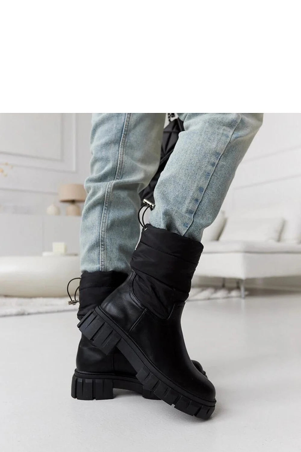 Bottes de neige pour femme design moderne en cuir noir matelassé Hoffman isolation supérieure semelle épaisse hiver 2023