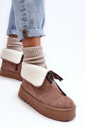 Bottes de neige Step in style pour femmes design contemporain décontracté fausse fourrure tige haute plateforme épaisse couleur brun clair