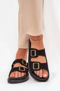 Sandales élégantes pour femmes style bohème suédine écologique noire bronze ajustables été confortables