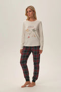 Pyjama Henderson Femme Noël Pyjama Hiver Crème Carreaux Coton Viscose Confort Élégance Design Graphique