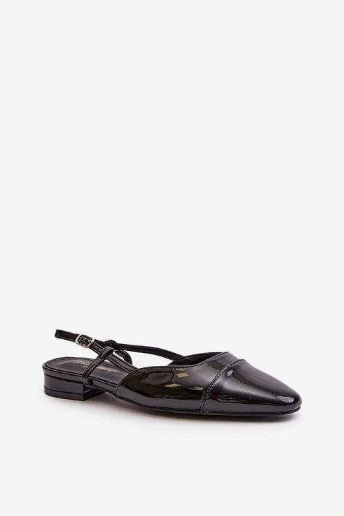 Ballerines slingback à talon bas en cuir verni artificiel pour femme, style classique, confortable, polyvalent