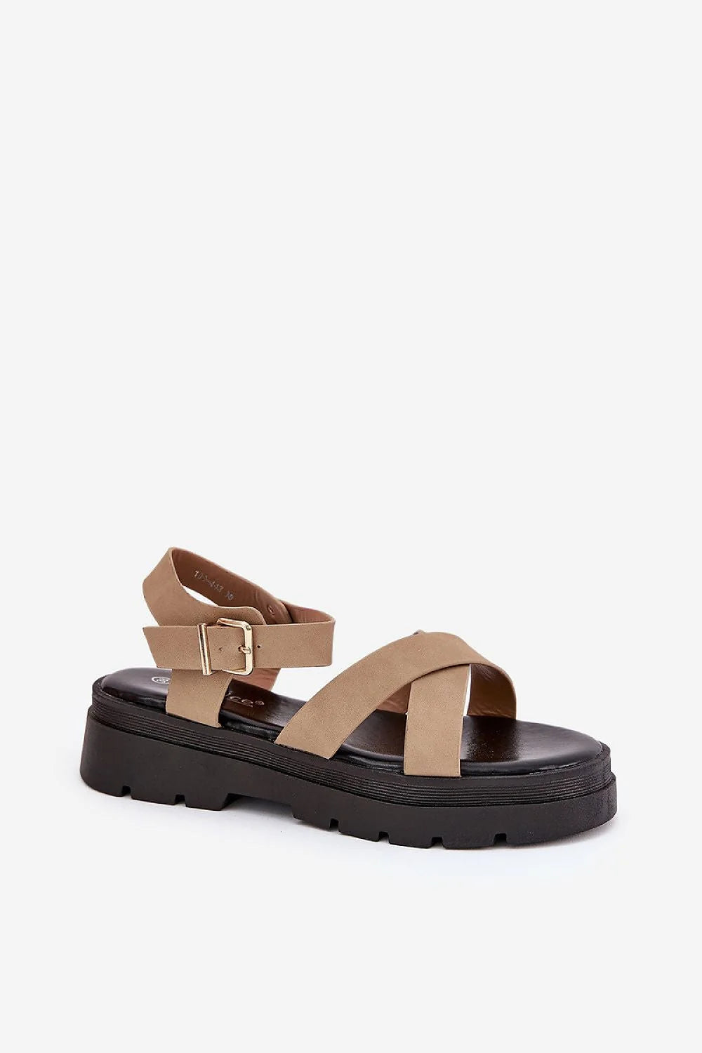 Sandales pour femmes élégantes style moderne semelle épaisse plateforme 3.5 cm cuir artificiel taupe soleil été