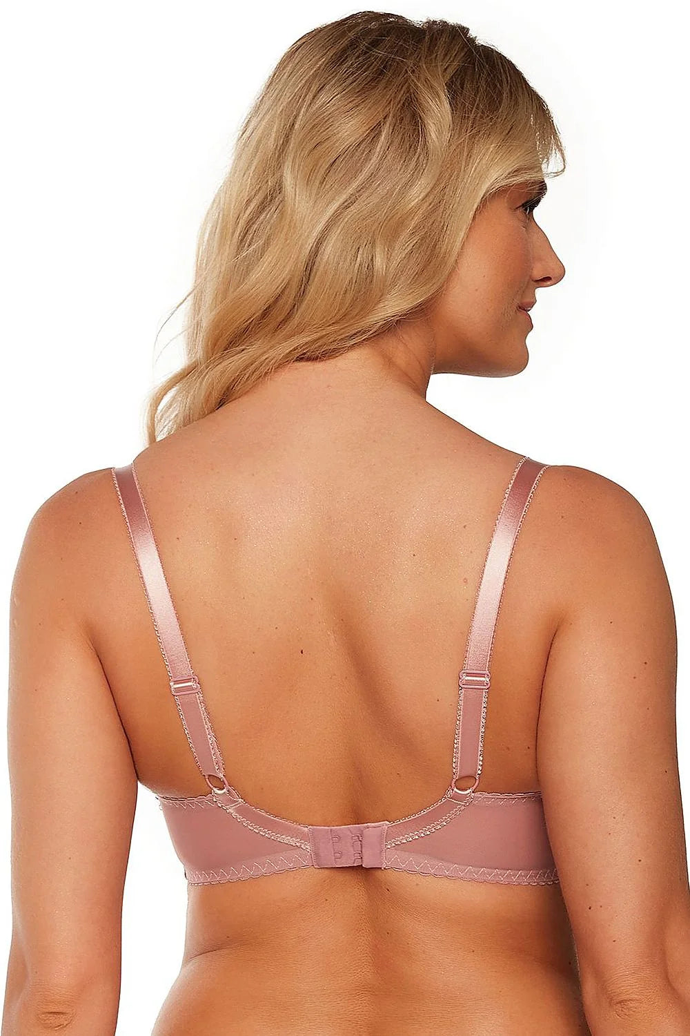 Soutien-gorge rembourré en dentelle rose pour femmes, style plongeant, microfibre confortable, occasions spéciales et quotidiennes, tailles ajustables, finitions élégantes
