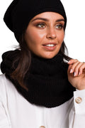 Écharpe infinie tricotée pour femmes douillette et chaude couleur noire matériau acrylique 100% style intemporel élégant