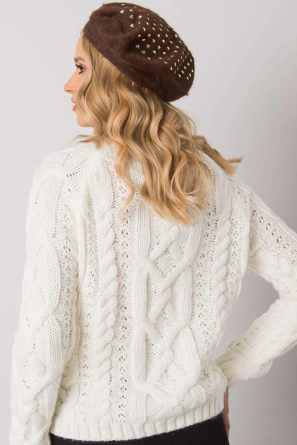 Pull Femme Blanc Torsadé en Laine Confortable Chic Style Intemporel Élégant Décontracté Mode Casual