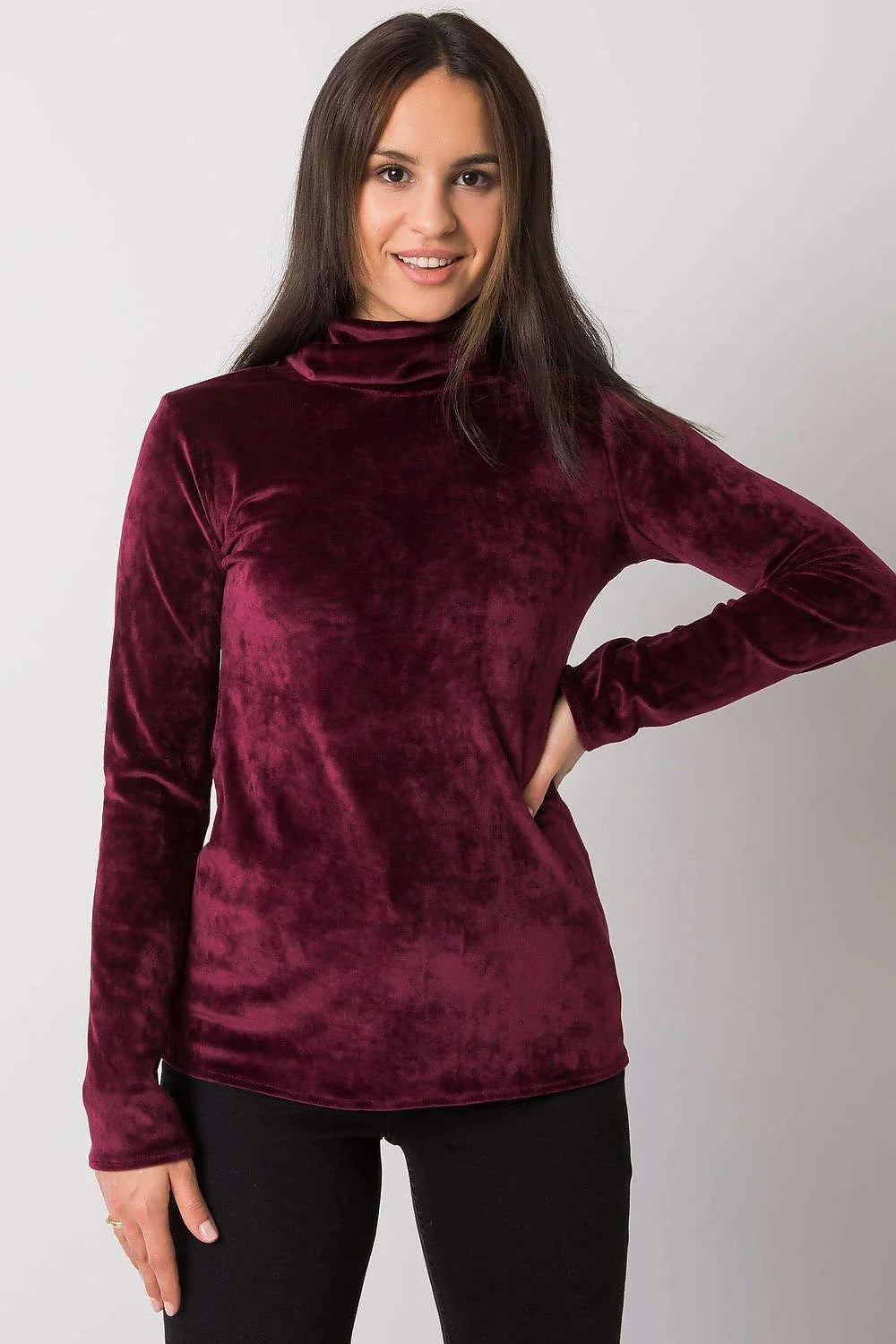 Pull col roulé femme velours vert émeraude chic ajusté manches longues mode automne hiver